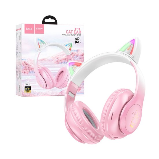 Hoco Cat Ear Wireless Headphones W42 Pink